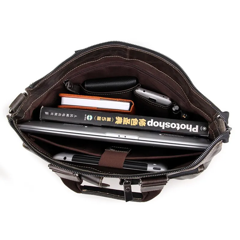 Lachiour Genuine Leather laptop bag Handbags Men Cowhide Crossbody Bag Men's Travel Shoulder Male Briefcases |