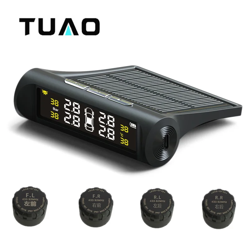 Tuao автомобилей TPMS шин Давление мониторинга Системы Солнечный Мощность зарядки