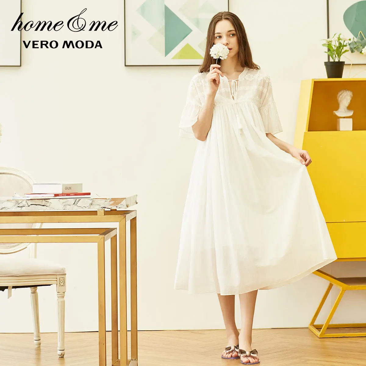 Vero Moda Новое Женское Королевское Платье с вышивкой в национальном стиле с расклешенными рукавами удобное домашнее платье | 31917B508