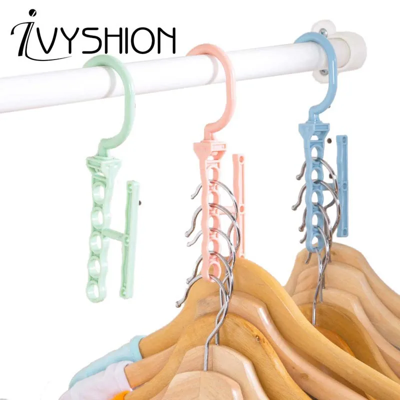 IVYSHION 5 отверстий пластиковая вешалка для одежды белья Органайзер многослойный