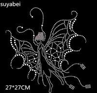 2pclot big butterfly hot fix rhinestone motif designs iron on crystal transfers design applique patches for shirt