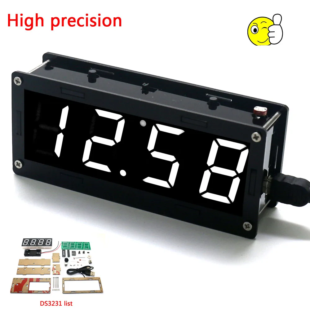 

Electronic DIY Kit High precision DS3231 1 inch digital tube Clock Kit 4-digit Display with Case Diy Kit Electronic