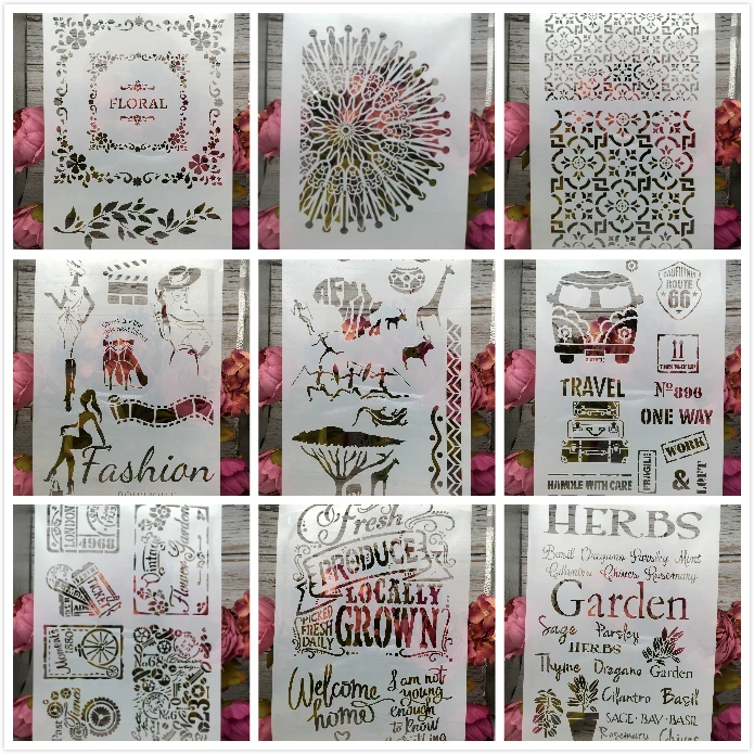 

A4 Herbs Garden Lady Words Craft Layering Stencils Wall Painting Scrapbooking Stamping Embossing Album Paper Card Template