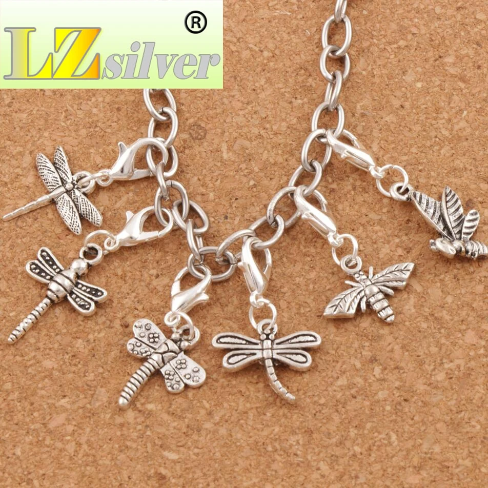 

Thin Airfoil Flying Dragonfly Lobster Clasps Charm Beads 17x29.5mm 100pcs zinc alloy for Glass Living Memory Locket C968