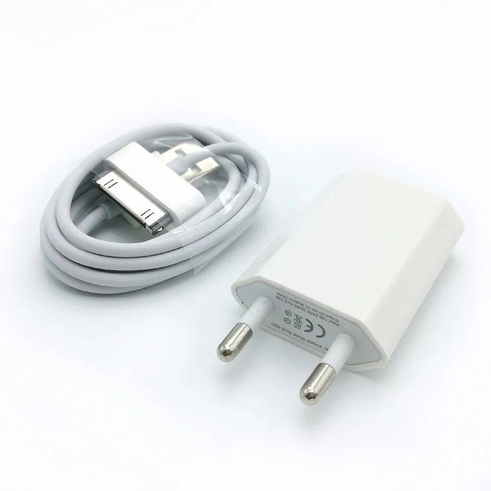 Зарядное устройство USB для iphone 4s 4 с вилкой европейского стандарта, адаптер питания и синхронизации данных, зарядный кабель для iphone 4, 4s зарядное устройство 3g для ipod