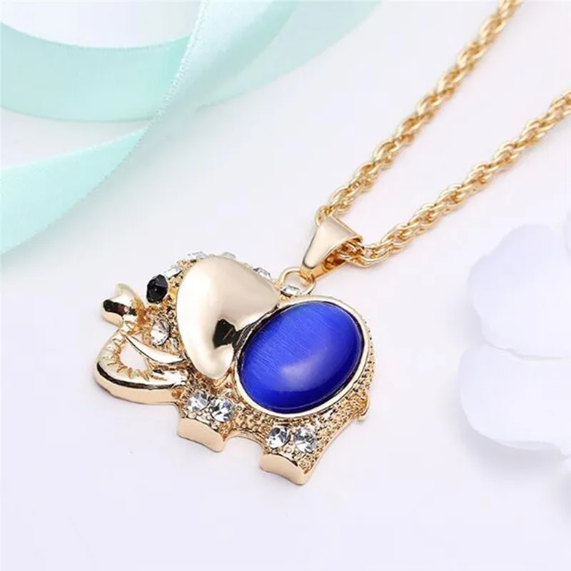 Модные ювелирные изделия кристалл много цветов Камень Слон ожерелье подвеска