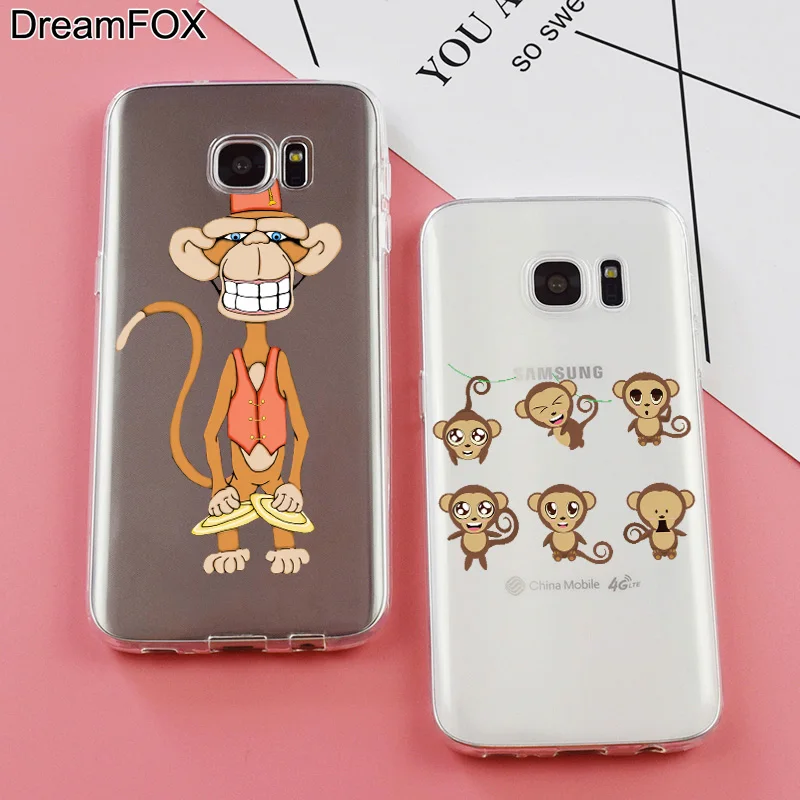 DREAM FOX K324 Fashion Monkey Soft TPU Silicone Case Cover For Samsung Galaxy Note S 6 7 8 9 Edge Plus Grand Prime |