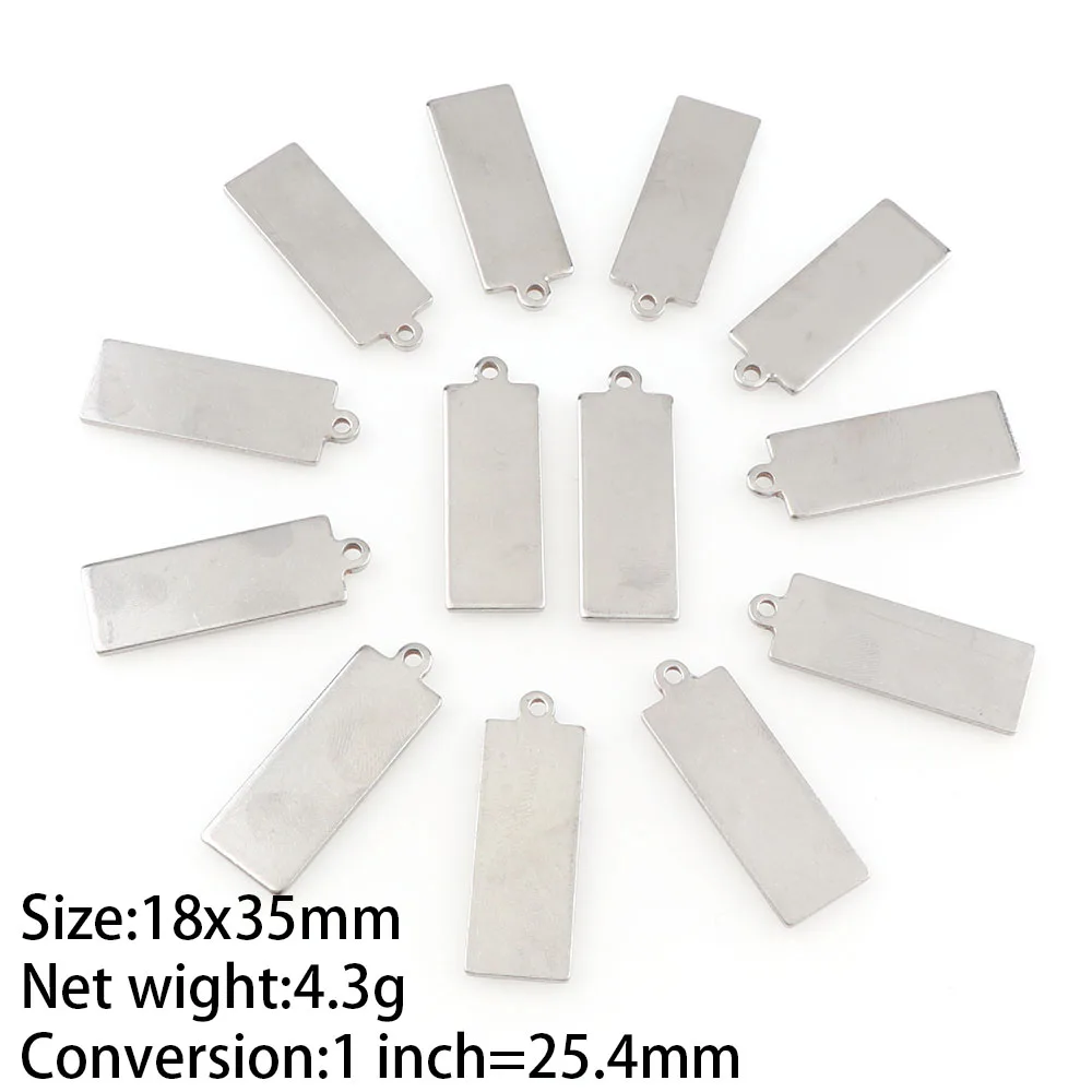 Подвески из нержавеющей стали A + Quality5PC серебристые прямоугольные с тиснением