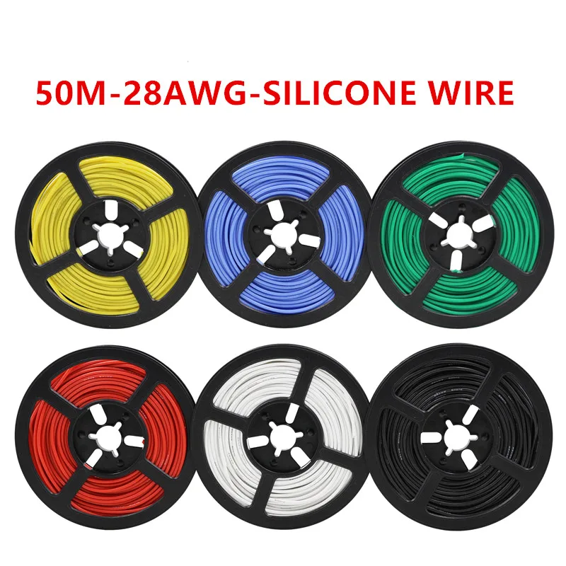50 м/лот 164ft 28AWG гибкий силиконовый провод провода кабель RC медный мягкие
