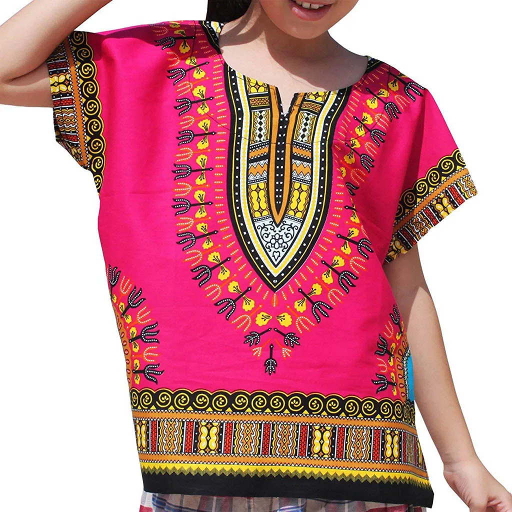 Г. Летние детские рубашки для малышей Детская Яркая футболка унисекс в африканском стиле для мальчиков и девочек, Дашики футболки для детей