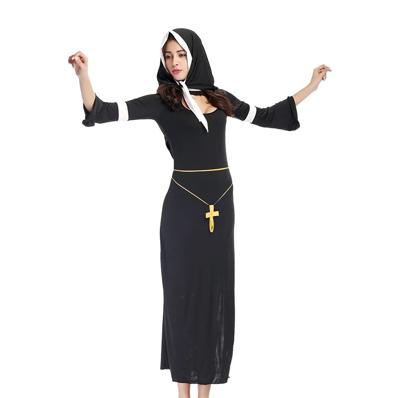 Новое поступление Арабская одежда черная сексуальная католическая монах
