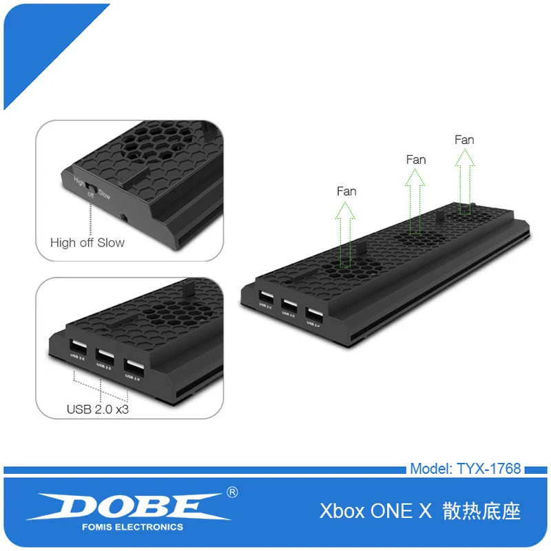 Вентилятор охлаждения подставка для Xbox One X консоли рассеивания тепла ДОБЕ 1768| |
