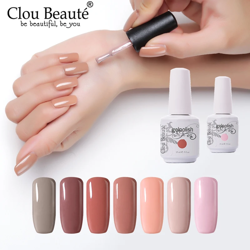 Гель лак Clou Beaute для ногтей телесный розовый красный отмачиваемый УФ 47 цветов