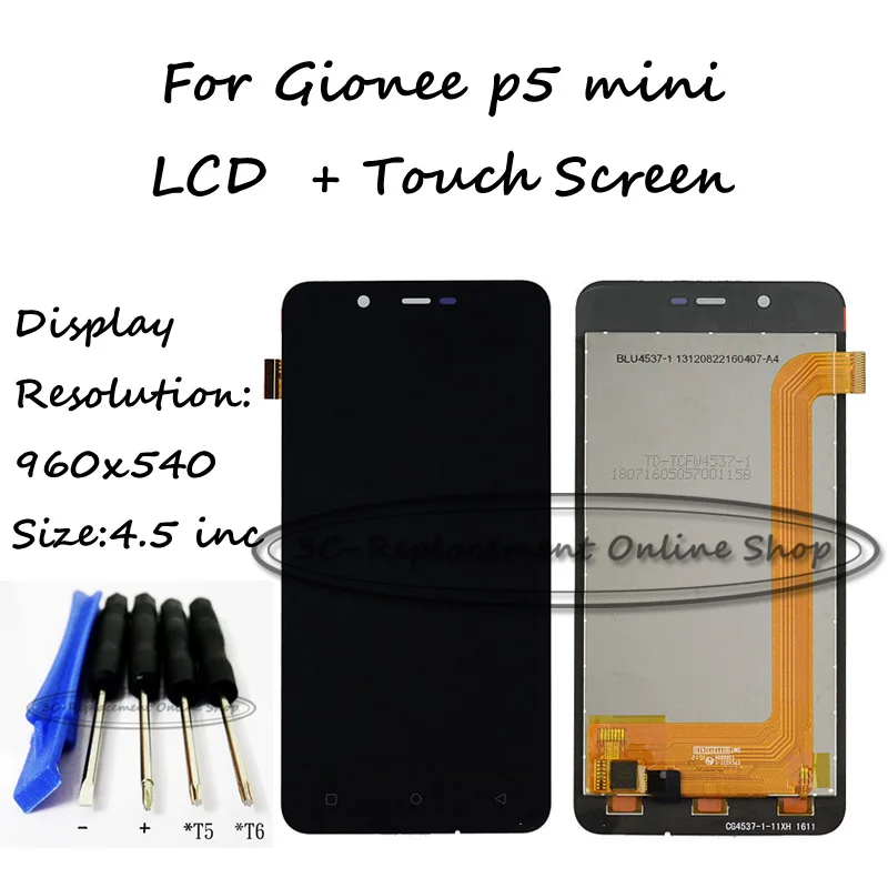 Черный 4 5 дюймов для Gionee p5 мини ЖК дисплей Дисплей + кодирующий преобразователь