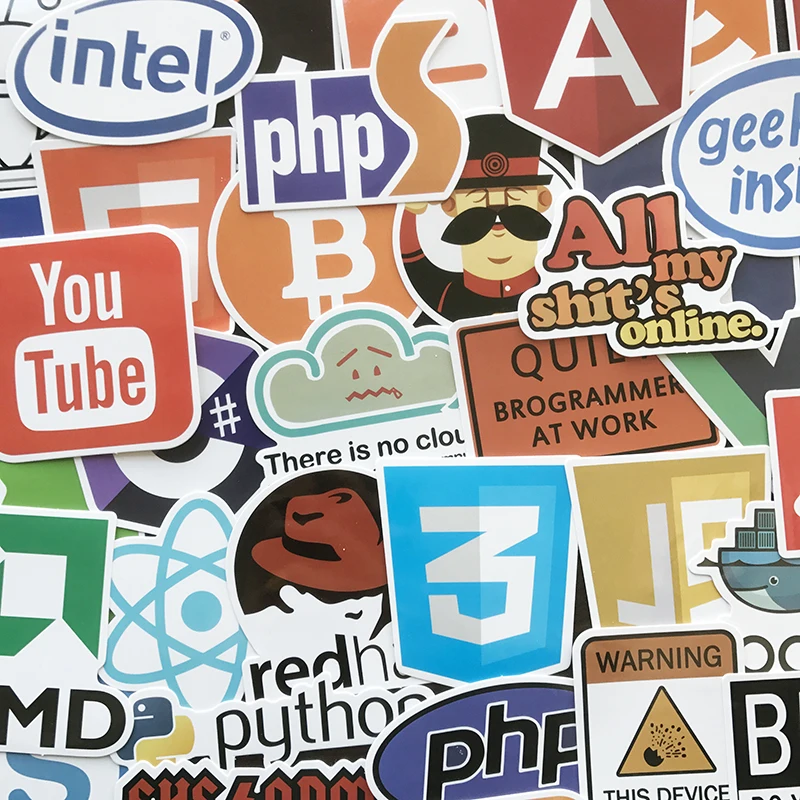 50 шт./лот, наклейки для программирования, Интернет Java JS, html-облачный Docker, Биткоин, логотип для гиков, хакеров, разработчиков, сделай сам, ноутбук, телефон