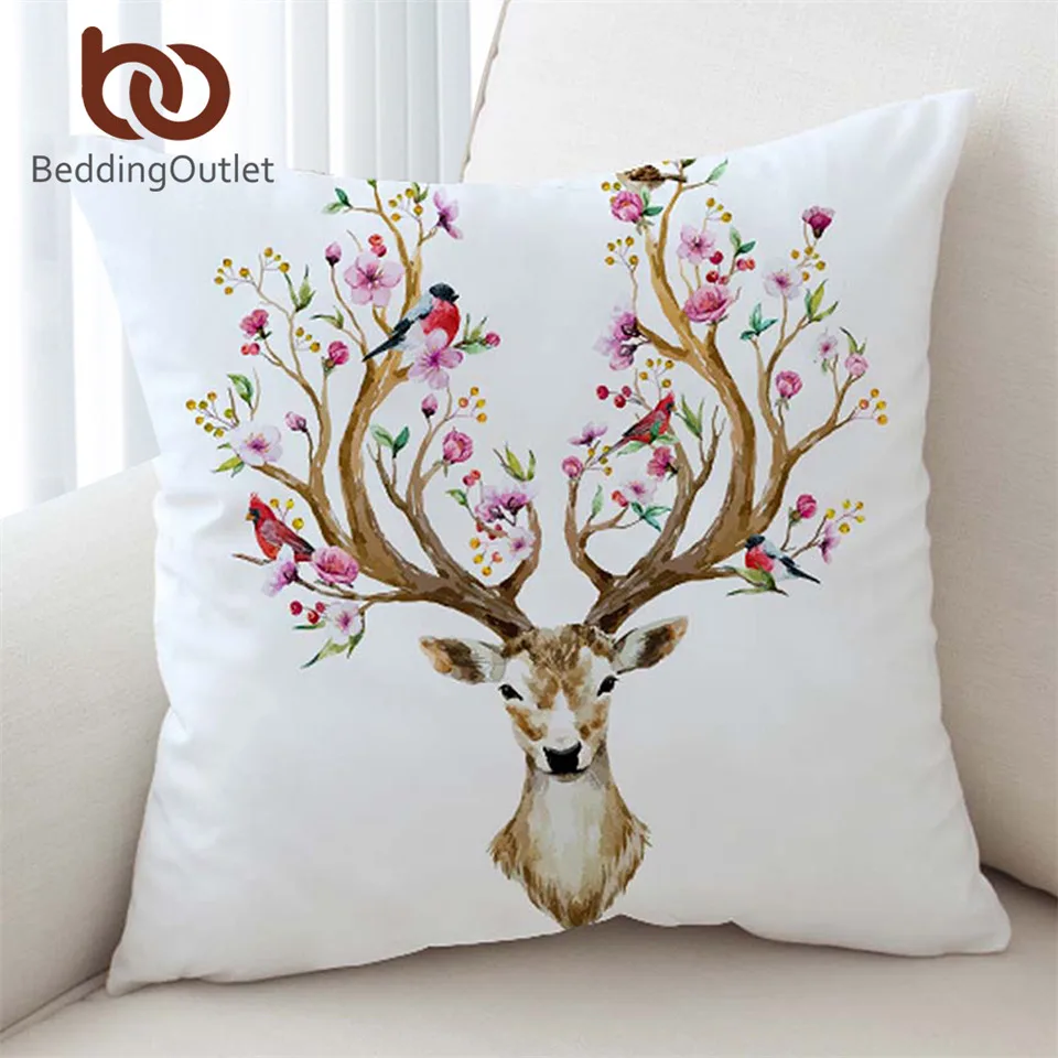 BeddingOutlet чехол для подушки в цветочек с изображением лося, чехол для подушки с изображением цветов, животных, оленей, наволочки для домашнего декора