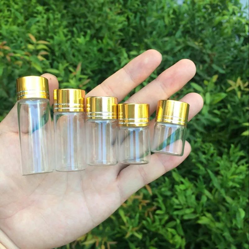 Jars Glass Bottles with Aluminium Gold Screw Caps Empty 5ml 6ml 7ml 10ml 14ml Crafts 100pcs Free Shipping | Дом и сад