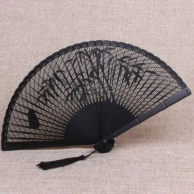18.5cm black bamboo Китайский стиль Бамбуковый вентилятор классический мини ручной вентилятор выдолбленный Дамский подарок ручной работы винтажный Складной вентилятор для лета - Цвет: 18.5cm black bamboo