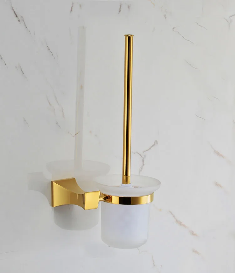 Держатель туалетной щетки твердая латунная основа с золотым покрытием матовой
