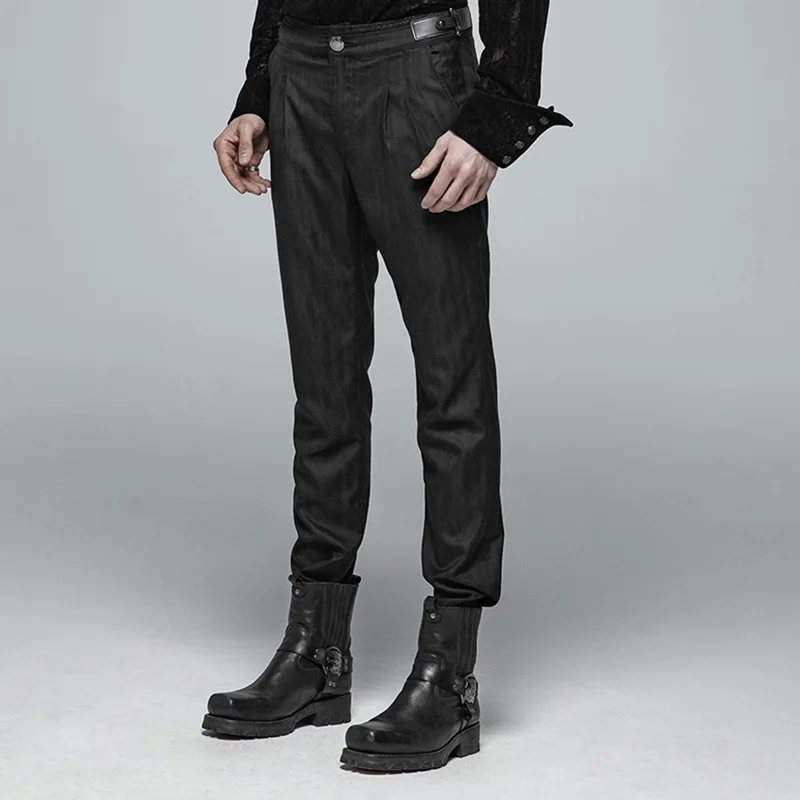 Панк рейв Мужская Готическая повседневная одежда повседневные Черные длинные брюки стимпанк классические ретро мужские брюки вечерние Клубные деловые штаны