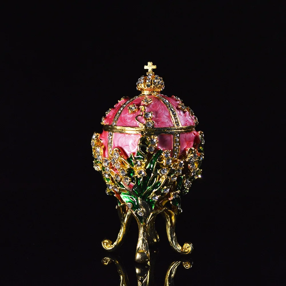Qifu металлическая ручная работа маленькая Faberge коробка яйцо для ювелирных изделий