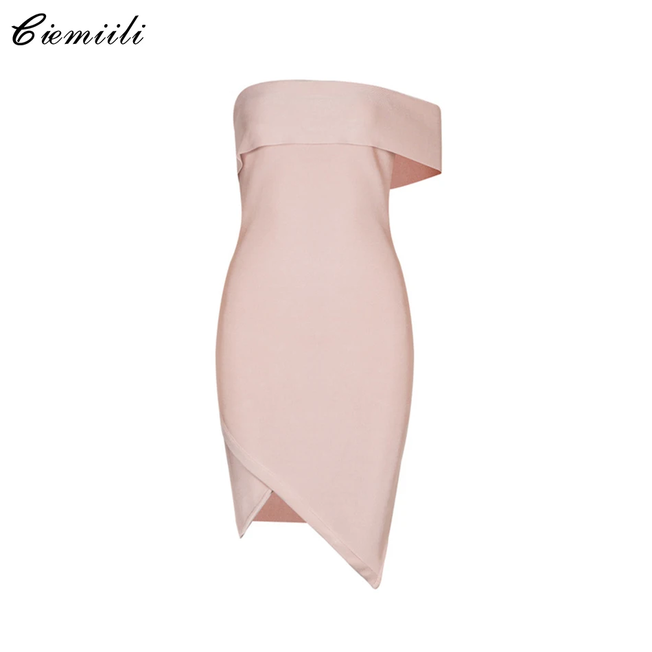 CIEMIILI новое летнее 2018 женское Бандажное платье вечернее без рукавов на одно плечо