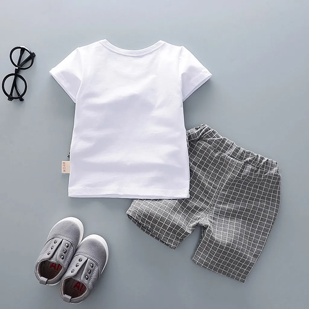 Toddler Baby Boys Gentleman Bow T-shirt Tops Shorts Pants Outfits Clothes Summer Set Patchwork Chic Clothing | Детская одежда и