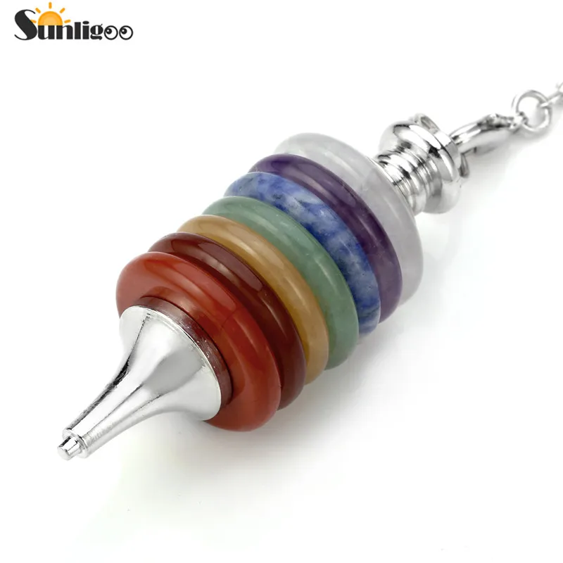 Sunligoo 7 Чакра Исцеляющие кристаллы острый маятник Dowsing карманный ангел статуэтка