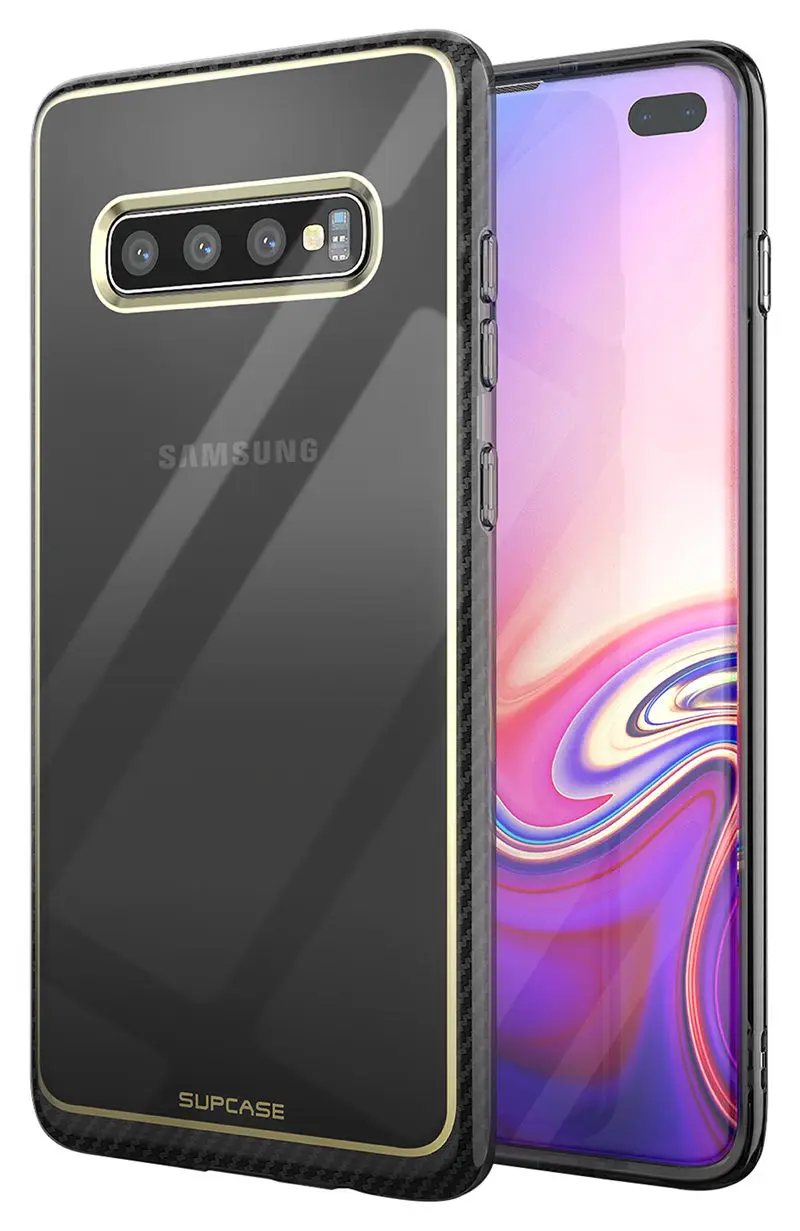 Gold Для samsung Galaxy S10 плюс Чехол 6,4 дюймов SUPCASE UB метро Премиум Тонкий, мягкий, из полиуретана покрытием гальванический чехол с линиями на заднюю панель - Цвет: Gold