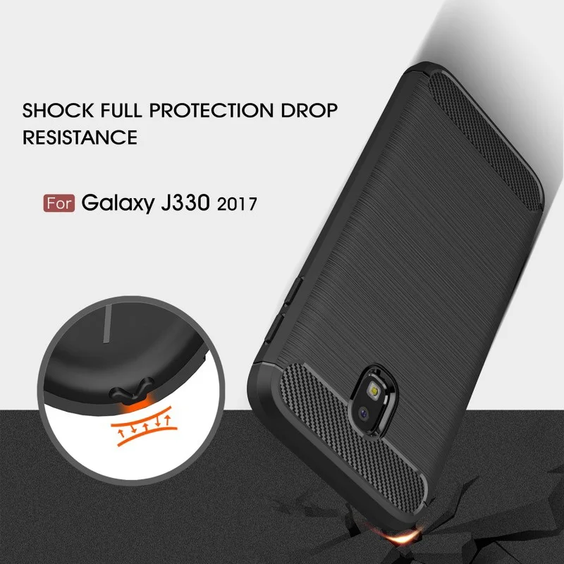 Мода для Samsung Galaxy J3 2017 чехол углерода Волокно текстуры + ТПУ Силиконовые Мягкий J330