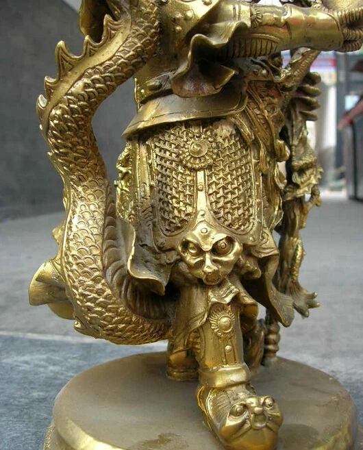 Китайская Храмовая миф S0266 изысканная медная статуя из чистой латуни морской