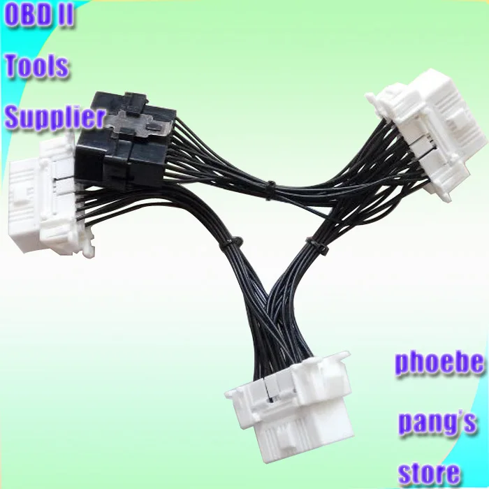 5 шт. OBDII OBD II 2 OBD2 Удлинительный кабель Y сплиттер J1962 Штекерный к тройному гнезду 16
