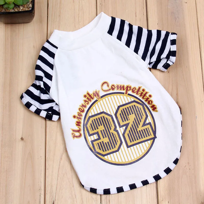 В полоску полиэстер ПЭТ футболка лето мягкая одежда для собак Щенок Одежда котов