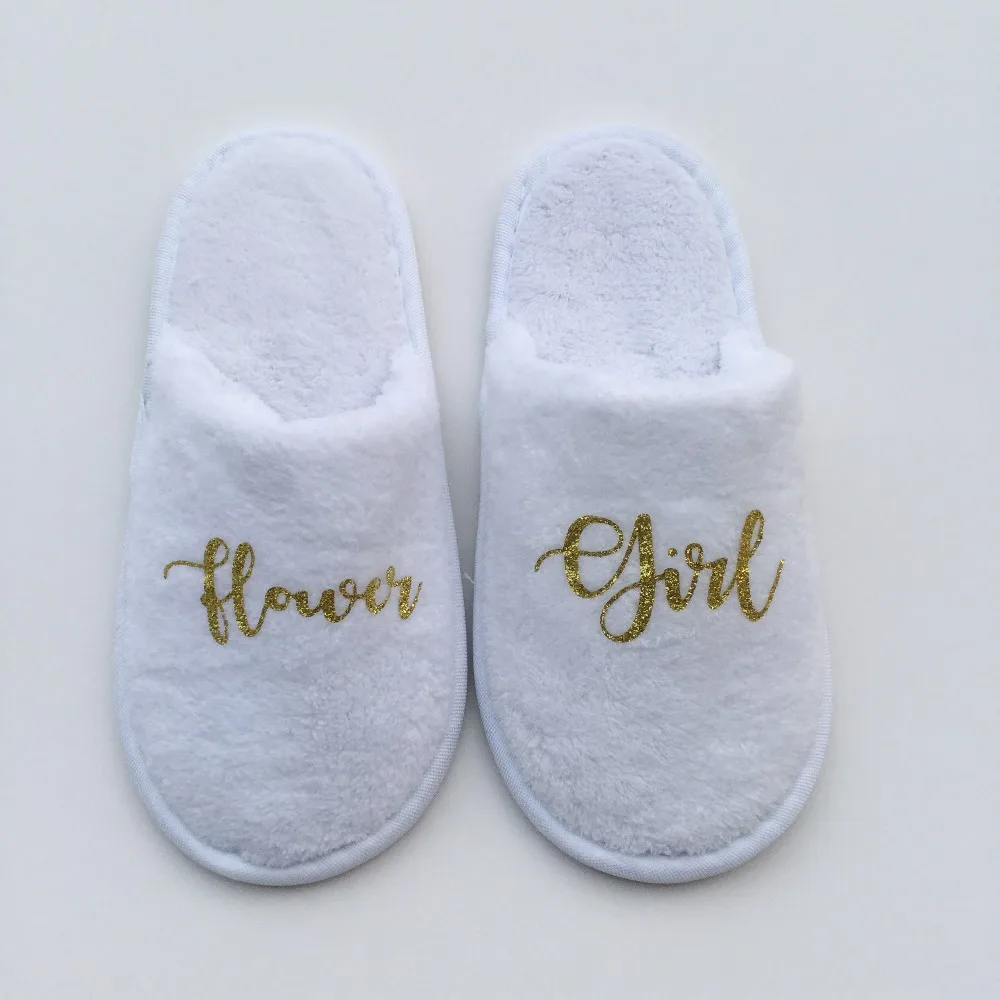 

2pairs lot personalized Bride Bridesmaid Flower girls maid of honor Spa slippers wedding hen bachelorette party gifts
