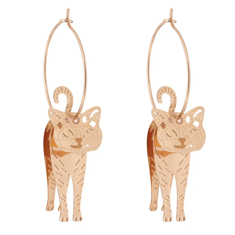 Винтажные милые серьги с котом висячие большие массивные ювелирные изделия для