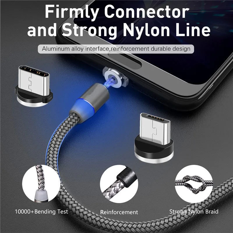 Магнитное зарядное устройство Micro USB Type C для Samsung S8 S9 A3 A5 A7 J4 J7 A70 Huawei P Smart P20 Y5 Y6 Y7 2019