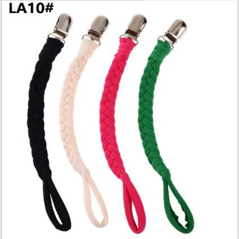 Baby Leather Pacifier Clips Chain Pacifier Holder Braided Clip Colorful Ribbon Convenient For Infant Baby Kids Feeding 26cm