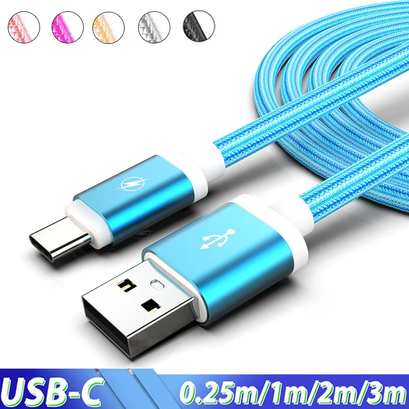 Кабель usb type C длиной 1 м 2 3 кабель USB для зарядки huawei samsung Galaxy A50 M30s Realme X2 5 Pro Redmi 8 Usbc