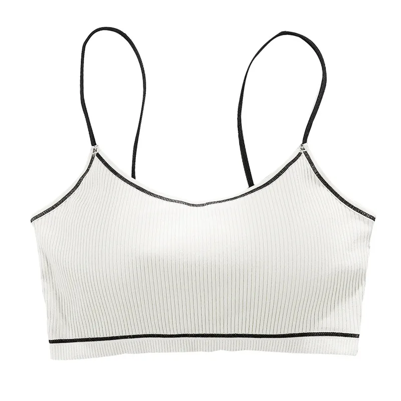 Для женщин Bralette короткий топ, бюстгальтер без косточек бюстгальтер Топ груди Pad носить нижнее бельё для девочек без бретелек Топ - Цвет: Белый