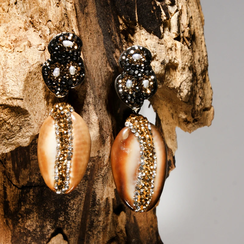 MOON GIRL Cowries, натуральный корпус, модные серьги с подвесками для женщин, Aretes, вечерние, свадебные, массивные серьги, подарок для женщин, Прямая поставка