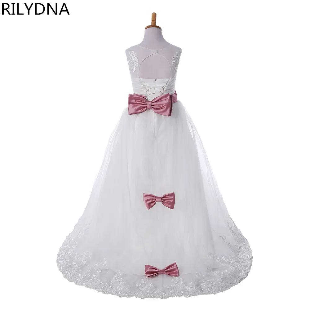 New Lace Princess Flower Girl Dresses 2019 Ball Gown First Communion For Girls Sleeveless Tulle Toddler Pageant | Свадьбы и