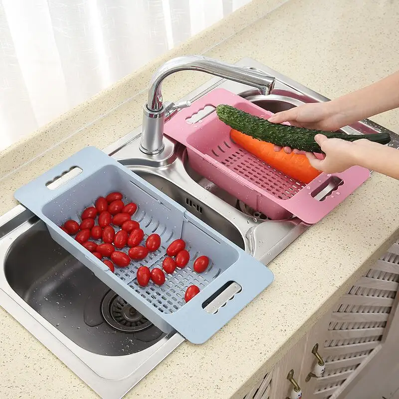 Multifunctional Washing Basin Drain Basket Rectangular Plastic Fruit Bowl Household Kitchen Sink Storage | Дом и сад