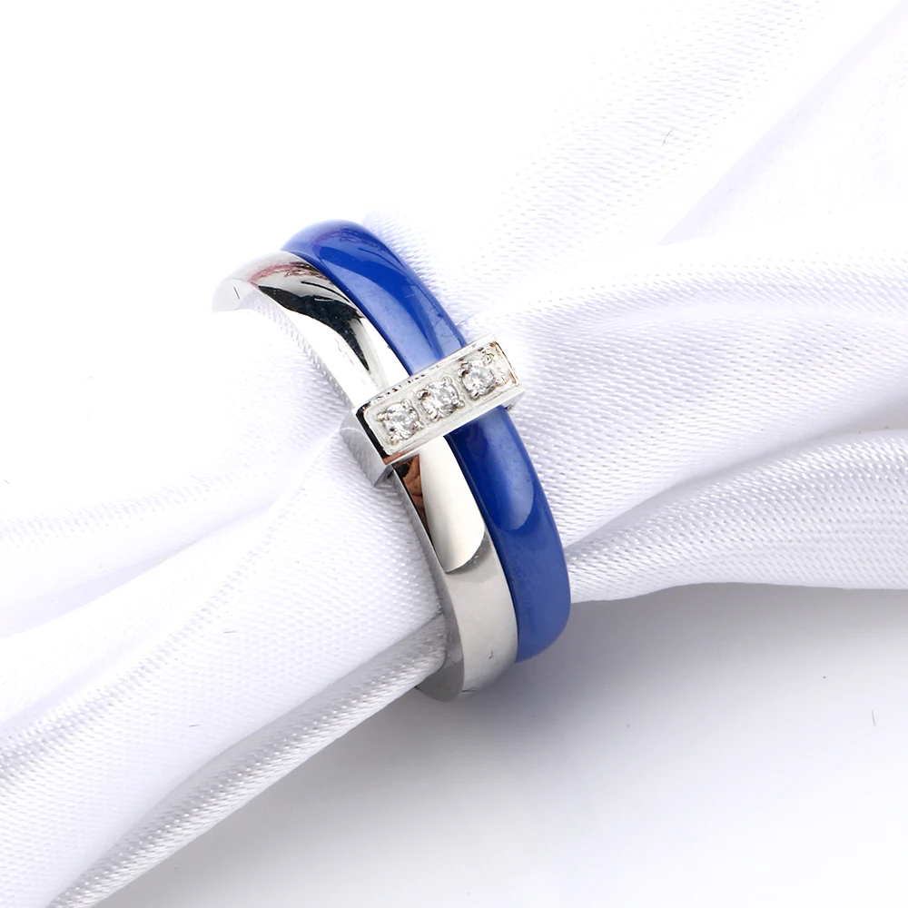 Горячие Элегантные голубые керамические кольца для женщин двухслойные из