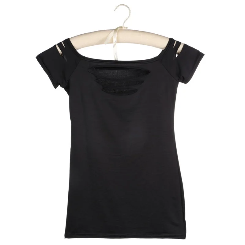 Новая модная летняя сексуальная Дизайнерская Женская рваная черная