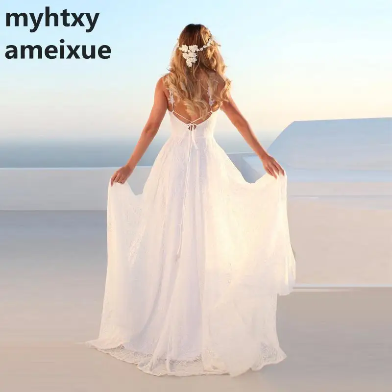 Винтажное кружевное пляжное дешевое свадебное платье es 2020 Lorie Vestidos De Casamento