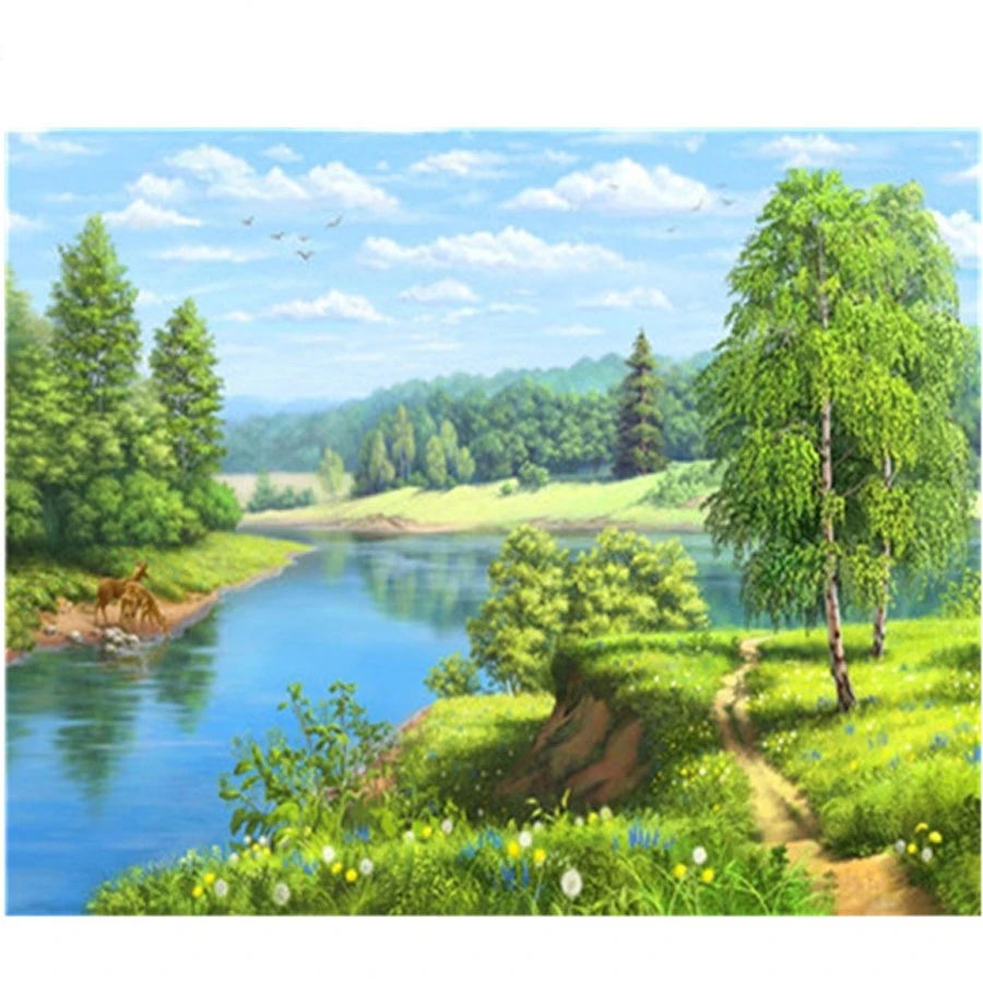 

Diy diamond painting Natural scenery lake Diamond Embroidery 5d Diamond pictures full mosaic,square Rhinestones Z1078