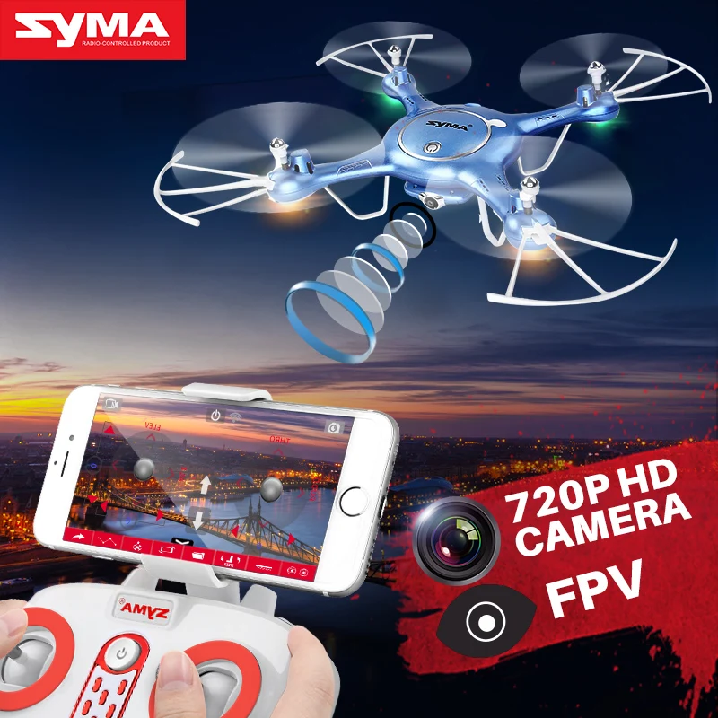 Syma X5UW FPV Радиоуправляемый Дрон с 720 P HD Wi-Fi Камера Live видео обучение Quadcopter для