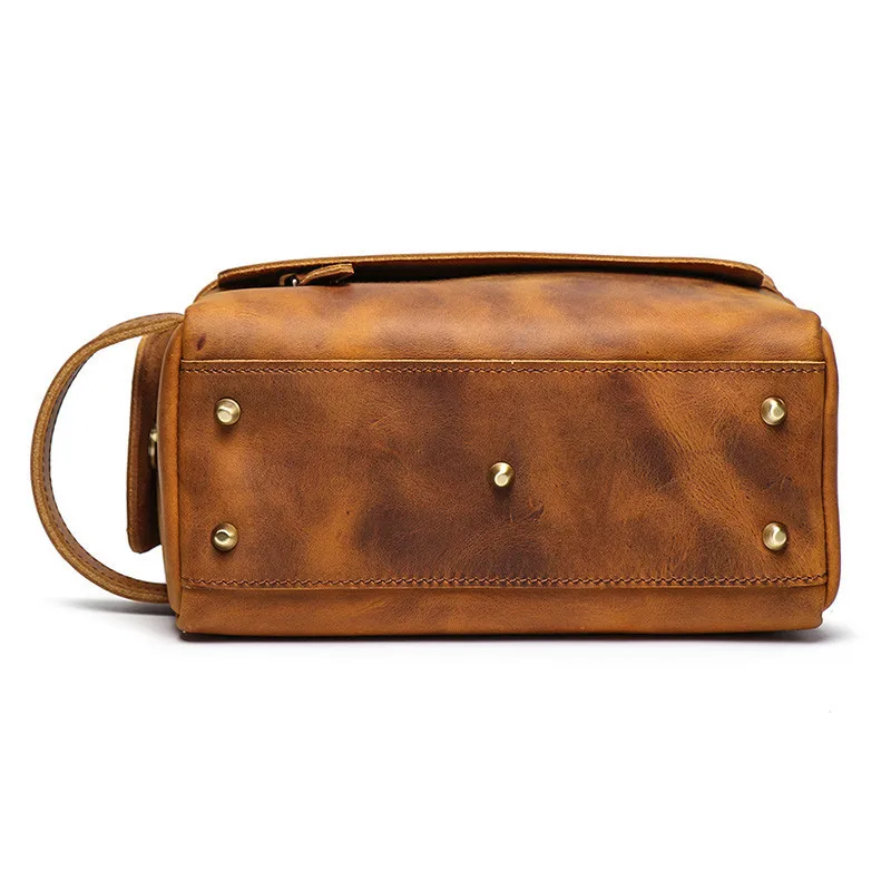 Koop Vm Mode Kus Crazy Horse Leer Waszak Mannen/Vrouwen Handtas Cosmetische Tas Maleta De Maquiagem Travel Organizer Make Pouch