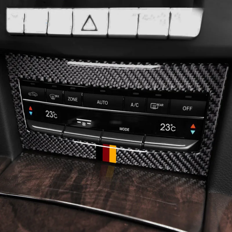 Car Center Console Air Conditioning CD Panel Decoration Sticker Trim For Mercedes Benz E Class W212 2014 15 Carbon Fiber Decals|Лепнина для