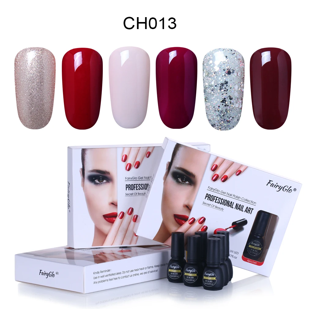FairyGlo, 6 шт./лот, с коробкой, гель для ногтей, подарок, УФ светодиодный, Гель-лак, замачивается, Полупостоянный, гибридный, лаковый, тиснение, эмаль, гель, чернила - Цвет: CH013